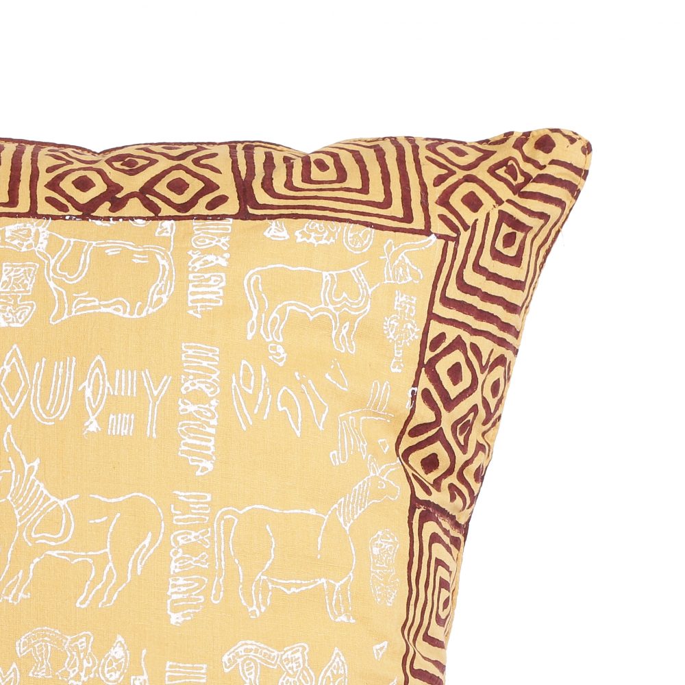 Indha Hand Block Printed Cushion Cover Mohanjo-Daro Print | 16x16 Inches Cushion Covers | Cotton Cushion Cover Set of 2