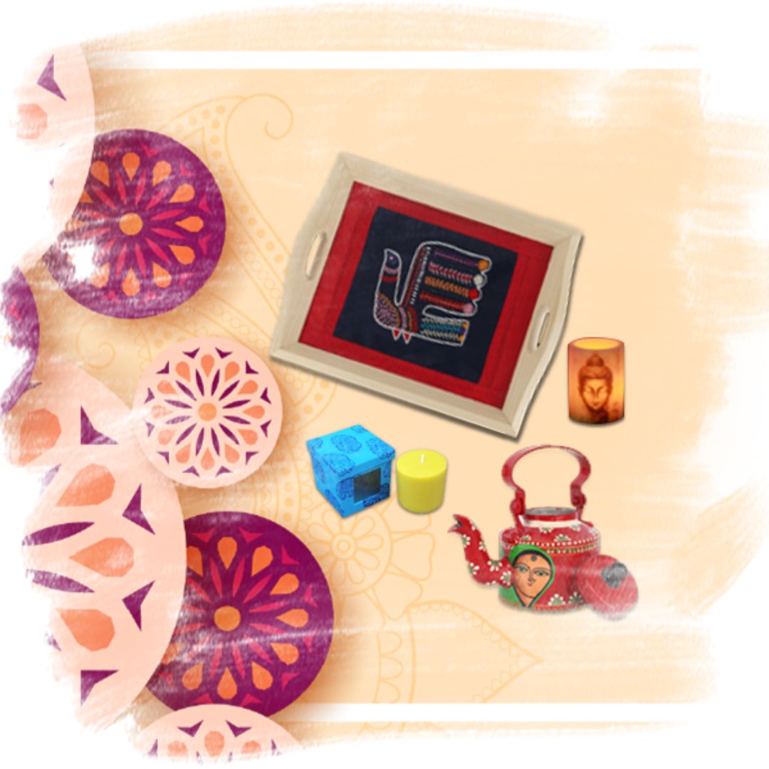 INDHA Decorative Aluminium Handpainted Kettle Motherhood Theme | Hand-painted Kettle Red | Exquisite Design | Gift Piece | Home Décor