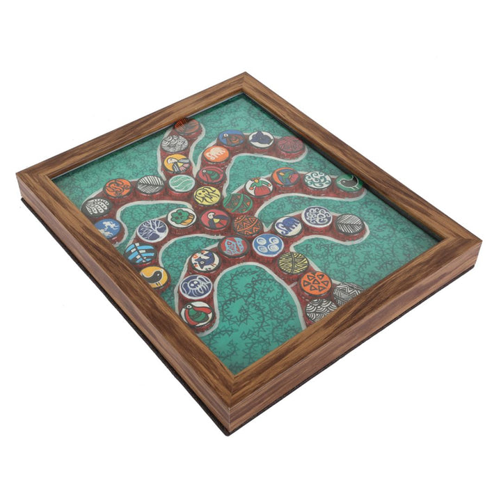 Indha Handcrafted Wall Decor | Unique Design Wall Decor | Handpainted Wall Decor | Wooden Framed Wall Decor | Wall Painting Design | Tree Design Wall Decor | Sustainable Bottle Cap Crown Wall Decor |