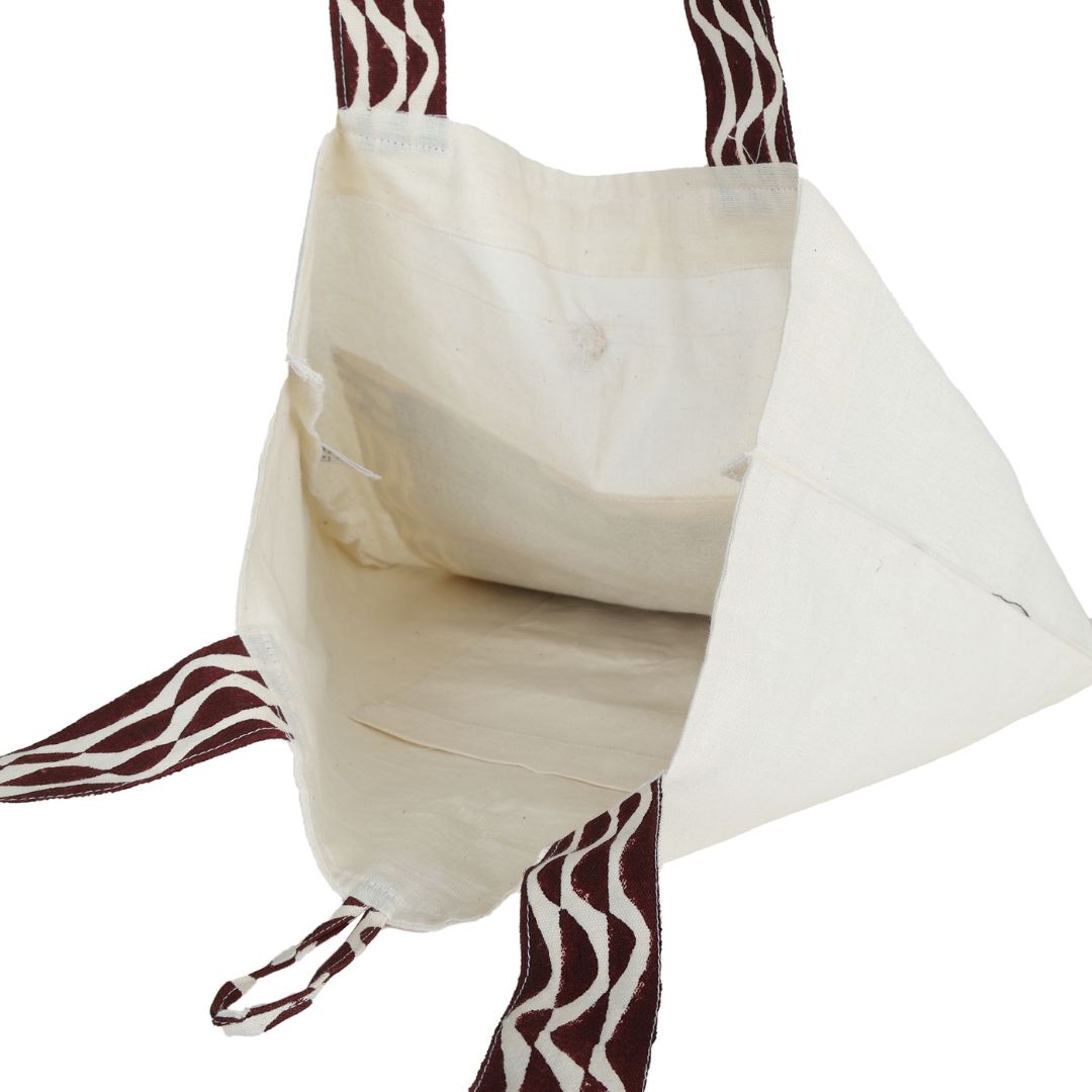 INDHA Hand Of Fatima Embroidered and Block Printed Multipurpose Tote Bag