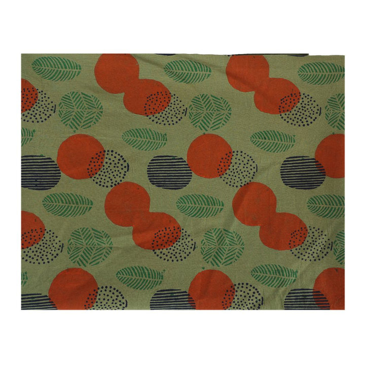 Abstract Art |Leaf Motif| Hand Block-Printed Green Cotton Fabric