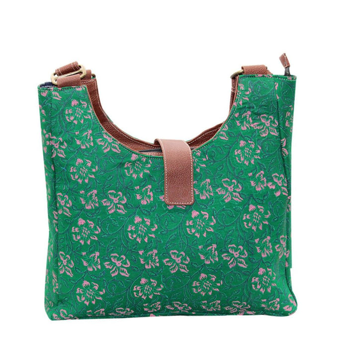 Green Colour Cotton Hand Block Printed Shoulder Bag for Girls/Women