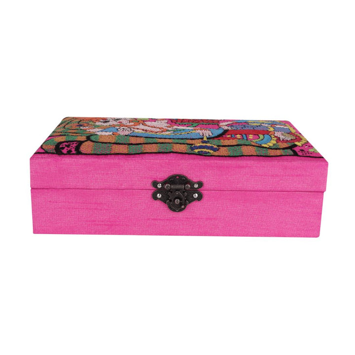 INDHA Lord Vishnu Hand Embroidered Motif Patch Multi Utility Gift Box/Storage Box