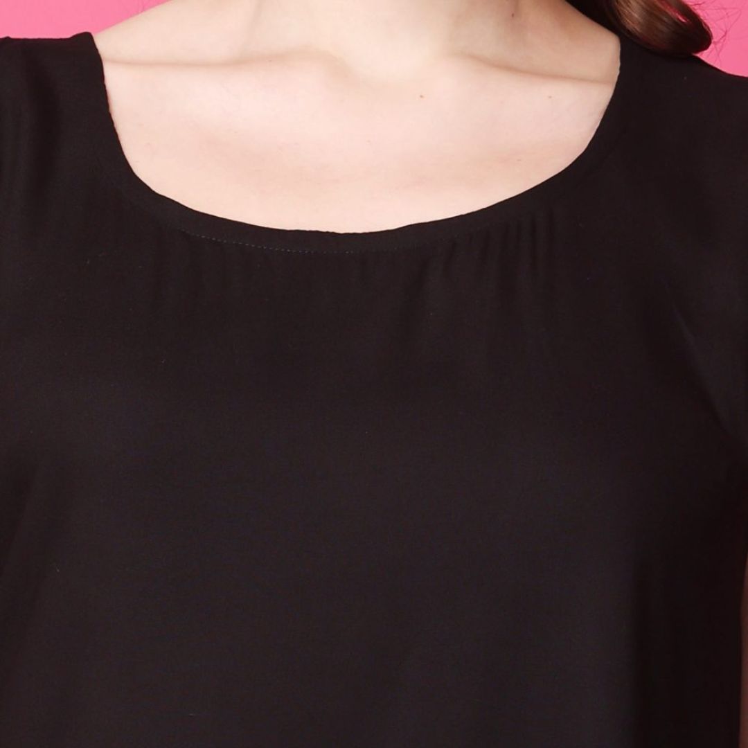 Indha Women Solid Flared Black Dress  | Long Dress | Cotton Dress -XL