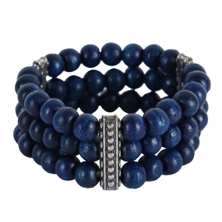 INDHA Bracelet with Blue Wooden Beads | Handcrafted Jewellery | Blue Bracelet | Men &amp; Women Jewellery | Fashion Bracelet | Accessory | Gifting | Fashion Accessory