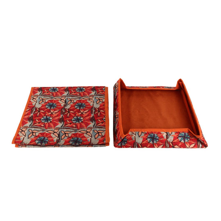 Orange Foldable Storage box cum stool for Living Room/Office/Sitting Storage Stool