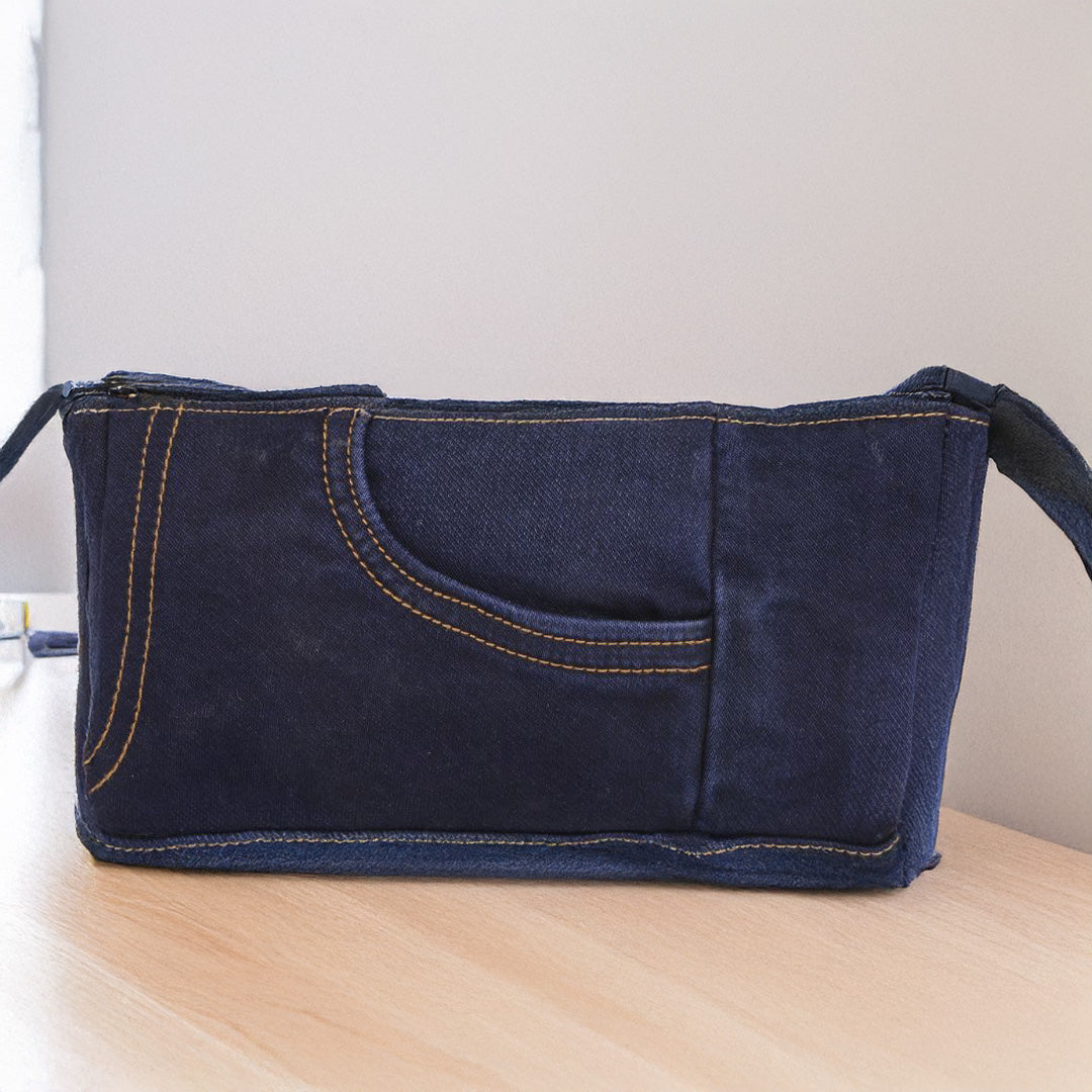 Indha Denim Patchwork Utility Pouch | Handmade Sustainable Organizer | Durable Everyday Carry Pouch High on Utility