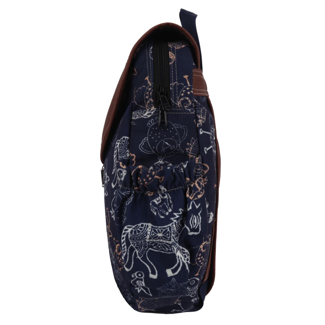 INDHA Unique Bicycle Hand Block-Printed Canvas Travel Backpack for Ladies | Travel Bag | Handcrafted Backpack | Travel Backpacks