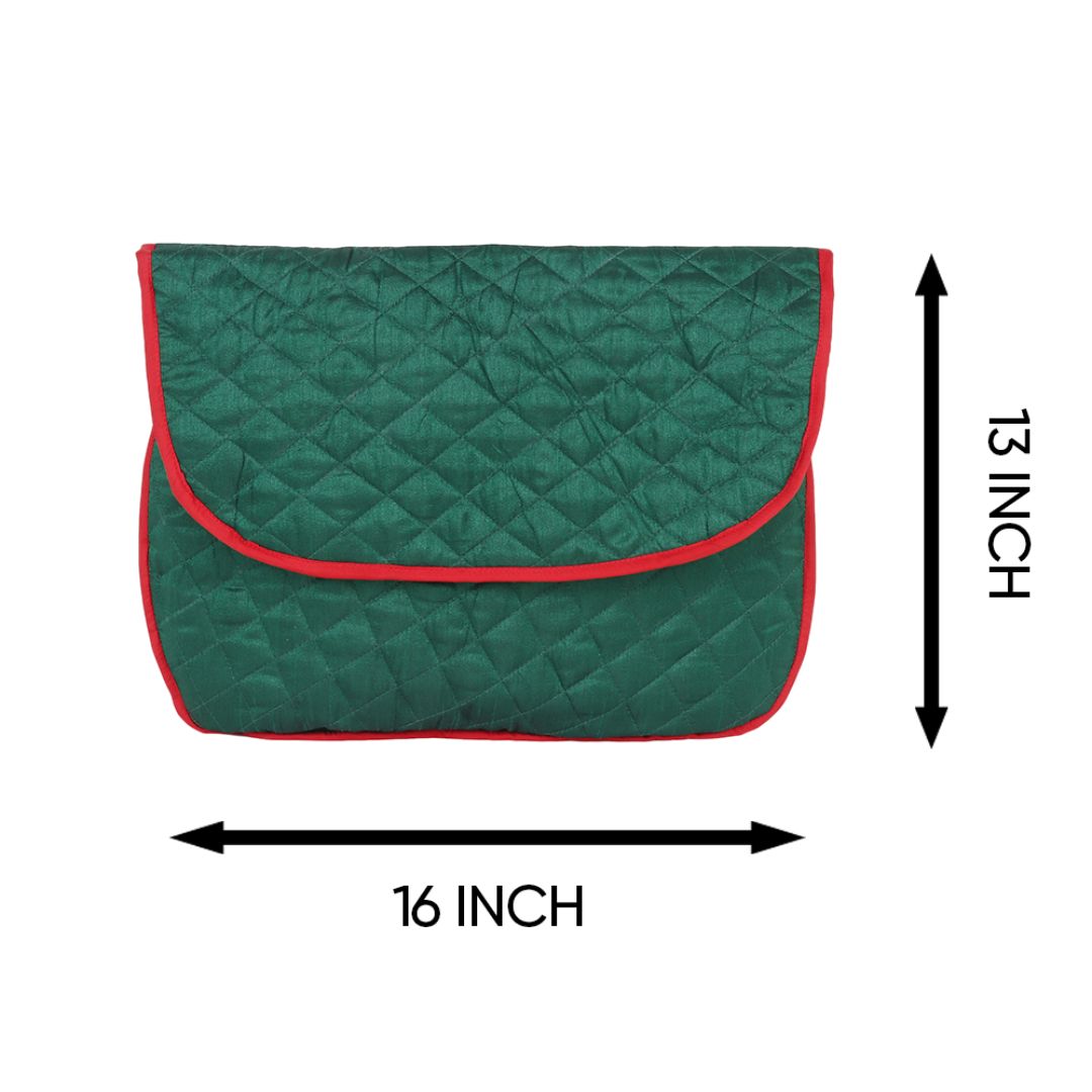 INDHA Dupion Silk Document Bag & Sleeve in Green