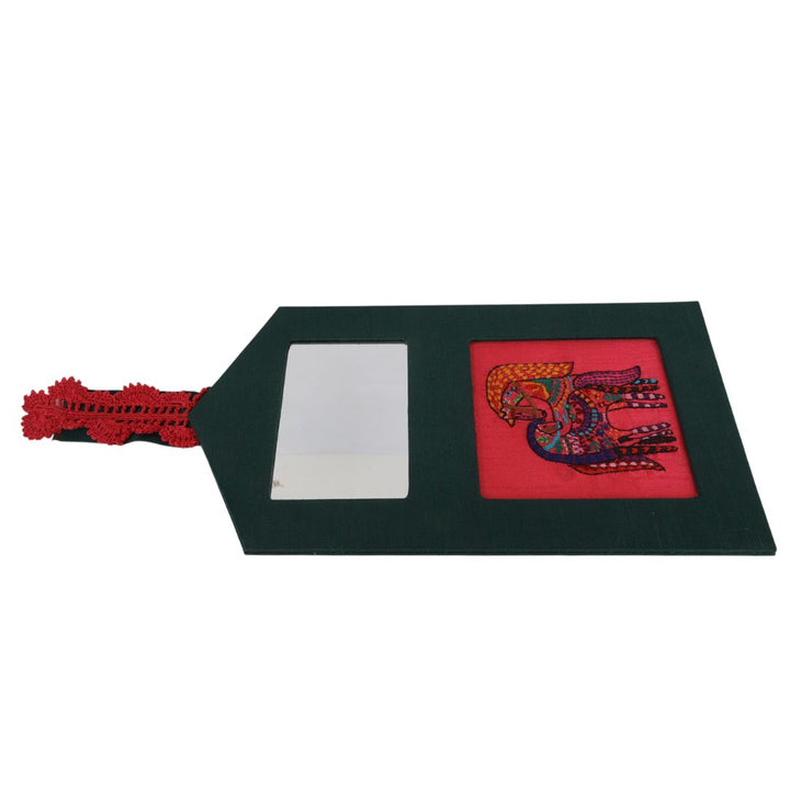 Indha Horse Embroidered Wall Hanging with Mirror | Handcrafted in Repurposed Wood | Artistic &amp; Eco-Friendly Décor | Symbol of Strength &amp; Positivity