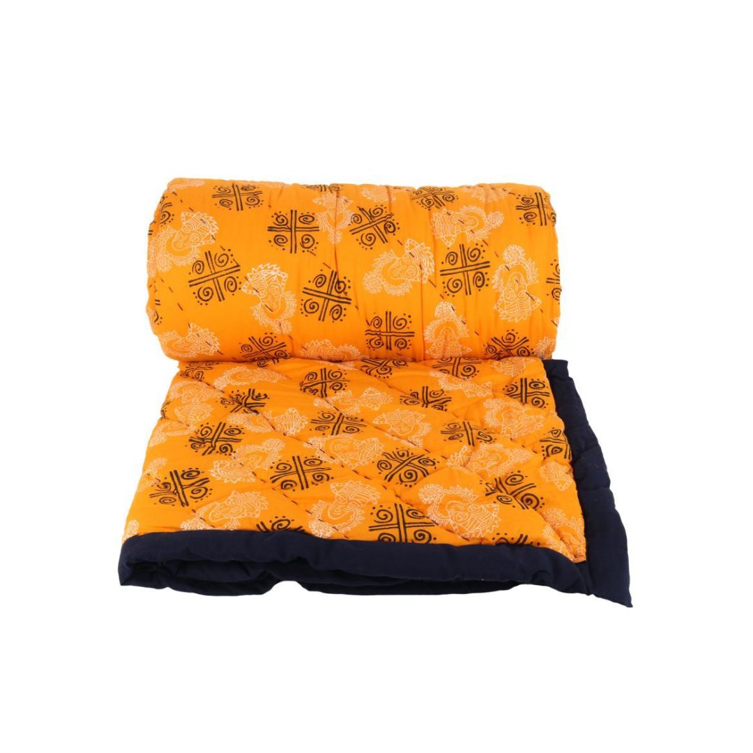 Beautiful Indian Ethnic Colour Cotton Hand Block Printed Lightweight Double Bed Comforter