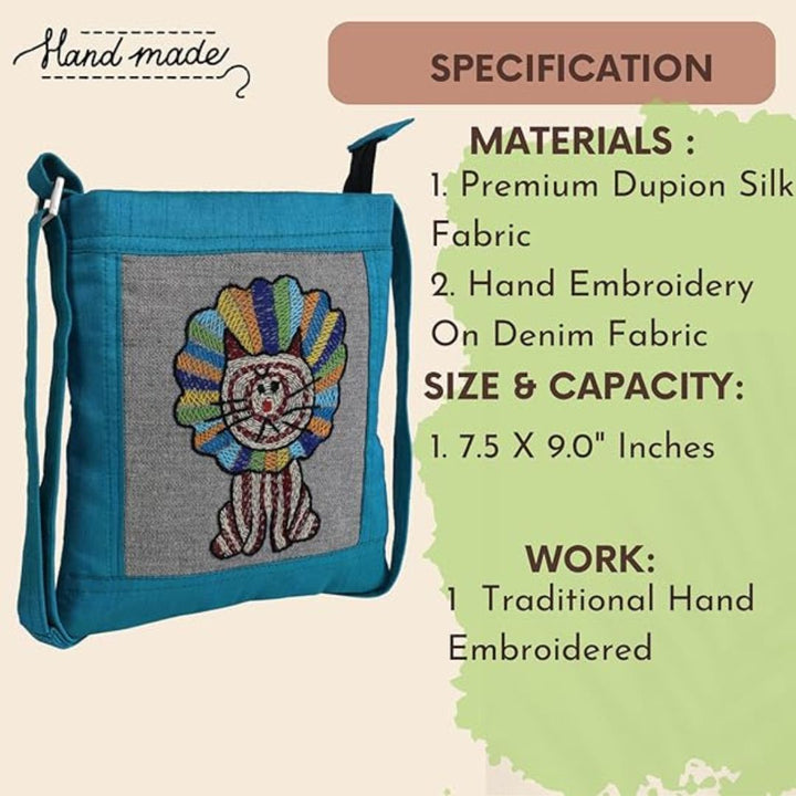 Indha Kids Sling Bag for Girls (Ages 9–12) – Handmade & Hand-Embroidered Crossbody Bag | Ideal Gift for Birthdays, Return Gifts, Holidays & Festivals