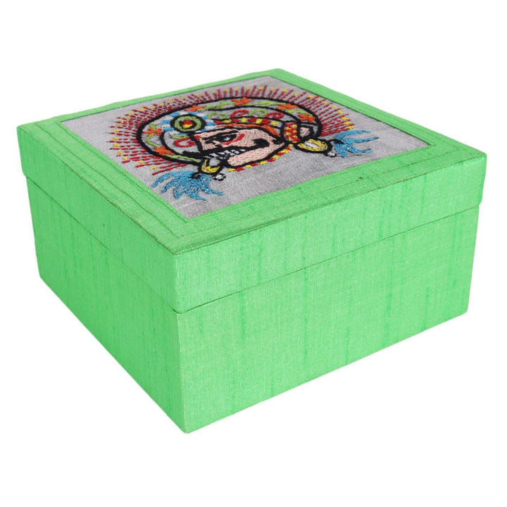 INDHA Chhau Mask Embroidered Motif Multi Utility Gift Box & Storage Box Small
