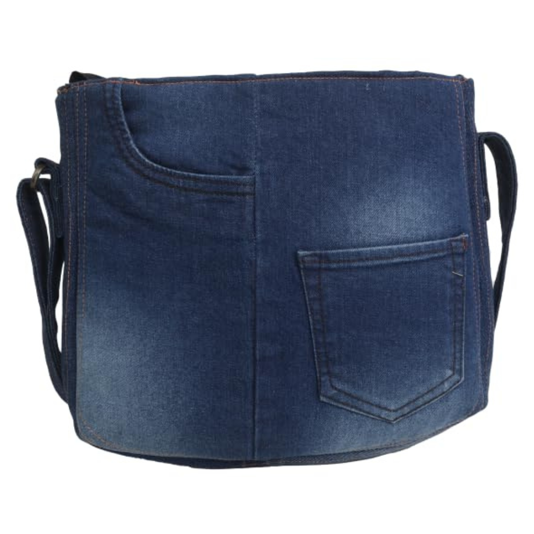 Indha Denim Tote Bag | Blue Denim Patchwork Tote Bag | Recycled Denim Tote Bag | Crossbody Bag | Handcrafted Bags  | Blue Jean Denim Bag