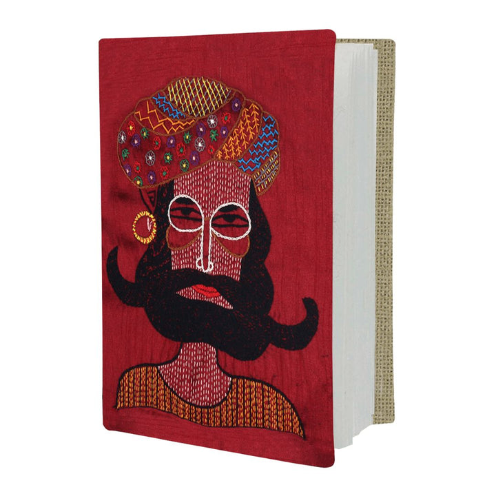 INDHA Maroon Colour Hand-Embroidered Recycled Paper Diary