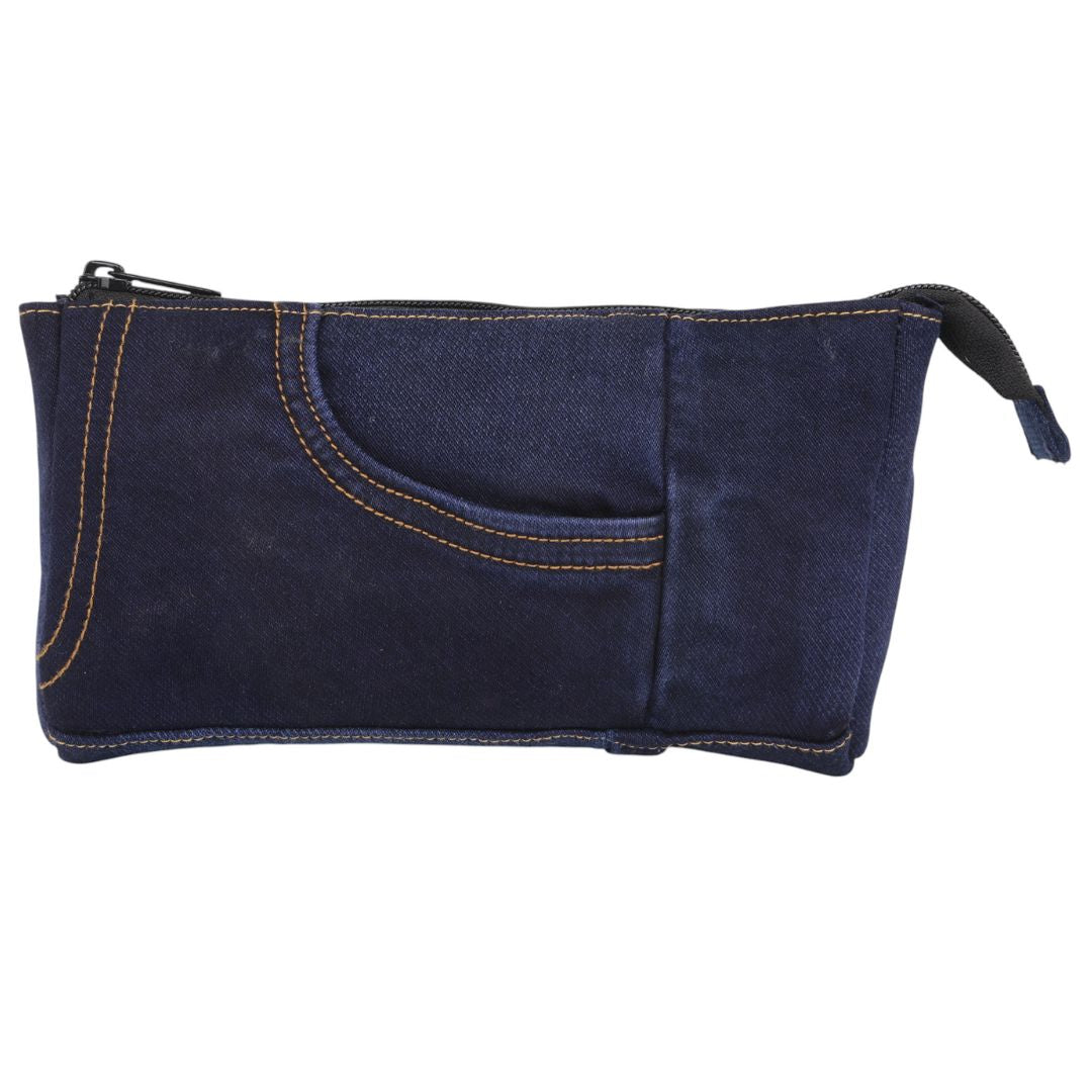 Indha Denim Patchwork Utility Pouch | Handmade Sustainable Organizer | Durable Everyday Carry Pouch High on Utility