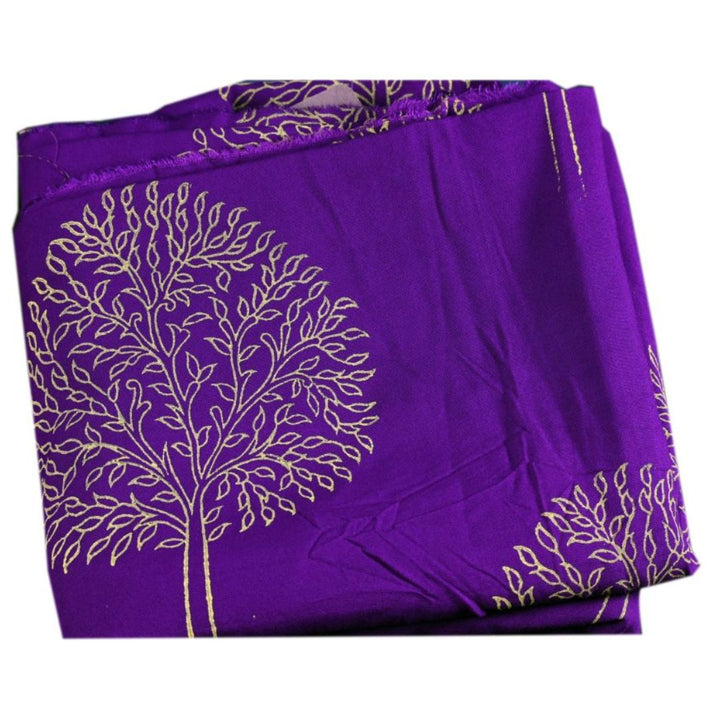 INDHA Hand Block-Printed Jaipuri Cotton Fabric Purple Tree Design Motif | Hand Block Printed Fabric | Home Utility | Fashion Utility | Gifting | Gifts For Him | Gifts For Her | Home Furnishing | 3 Meter X 42-44 Wide