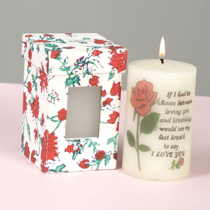 Indha Rose Print Fragrance Candle | Highly Scented Candles | Candles for Home, Office , Living Room | Decorative Candle (Pack of 1 Rose Print Candle