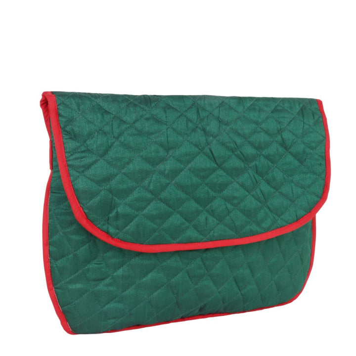 INDHA Dupion Silk Document Bag & Sleeve in Green