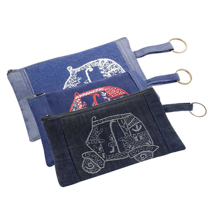 Indha Handmade Utility Pouch | Denim Pouch | Set of 3 Pouch