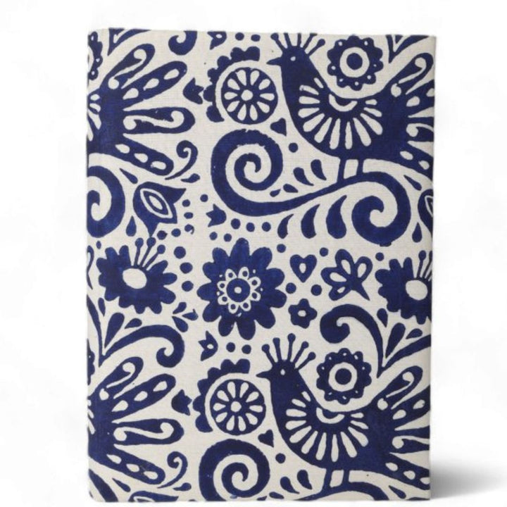 Indha Abstract Block-print File Folder | Handcraft Document Folder | Dusk Blue and Ivory File Folder| Block Printed  Ethnic Abstract Design | Cotton File Folder | Sustainable Office Supplies