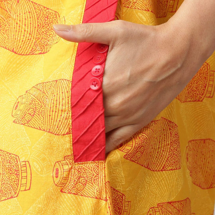 Orange Block Printed Shrug