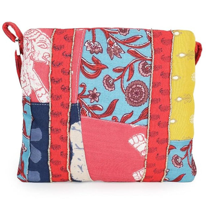 Indha Handmade Cotton Sling Bag for & Women – Hand Block Printed & Hand Embroidered Crossbody Bag | Ethnic, Eco-Friendly, Stylish & Spacious – Casual Everyday Use