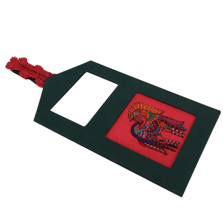 Indha Horse Embroidered Wall Hanging with Mirror | Handcrafted in Repurposed Wood | Artistic &amp; Eco-Friendly Décor | Symbol of Strength &amp; Positivity