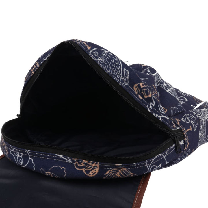 INDHA Unique Bicycle Hand Block-Printed Canvas Travel Backpack for Ladies | Travel Bag | Handcrafted Backpack | Travel Backpacks