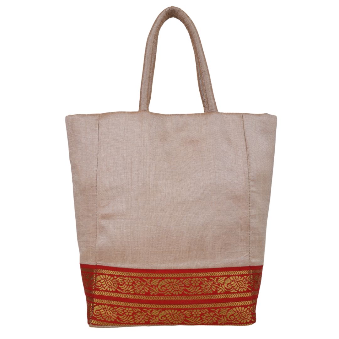 Indha Dupion Silk Handbag Peach,Small Handbag Parisian Knot, Kolkata Embroidery,Corporate Gifting Bags, Special Occasions Gifting Bag