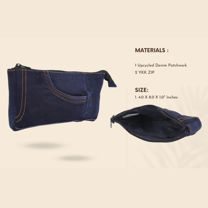 Indha Denim Patchwork Utility Pouch | Handmade Sustainable Organizer | Durable Everyday Carry Pouch High on Utility