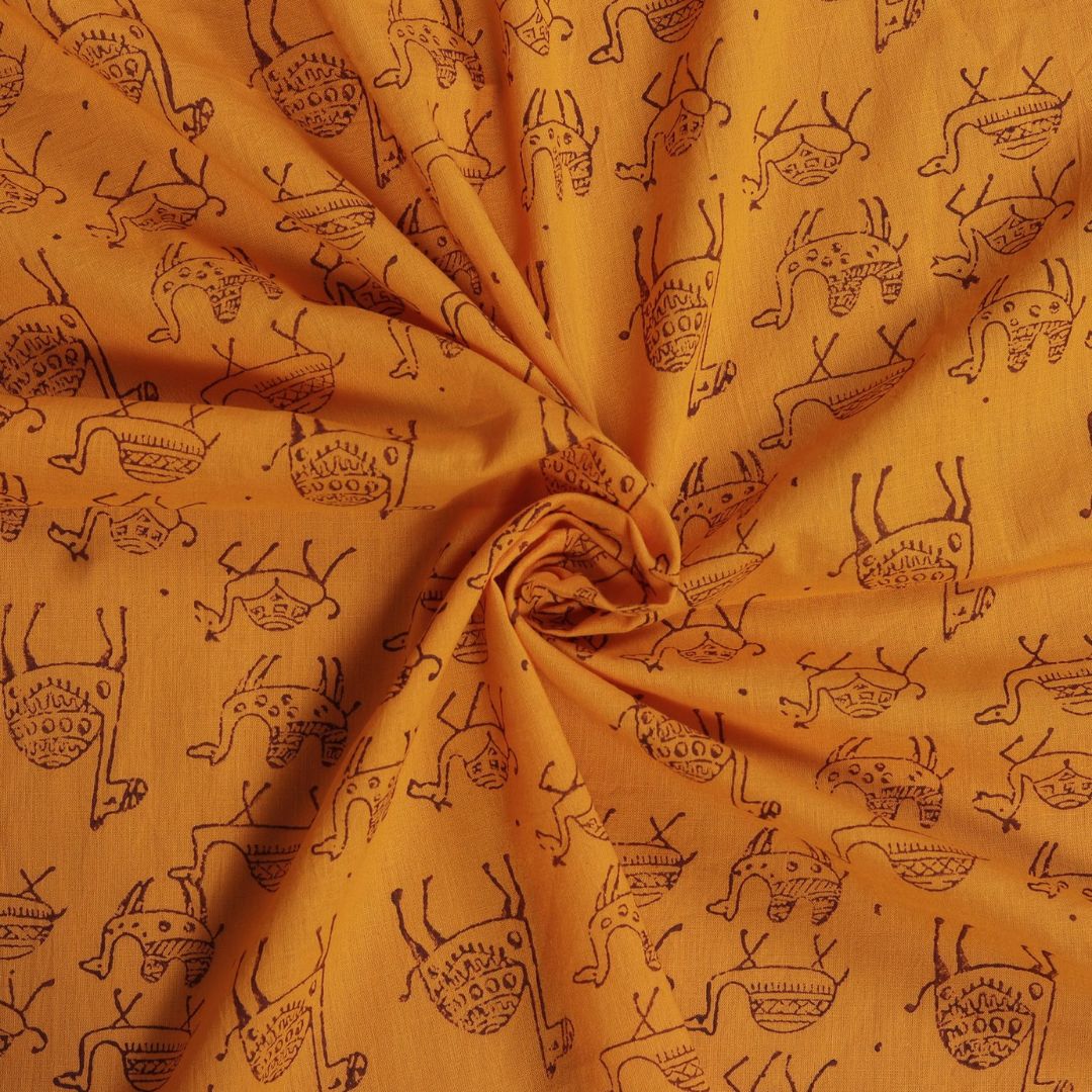 INDHA Camels Quirky Design Block Printed Cotton Fabrics