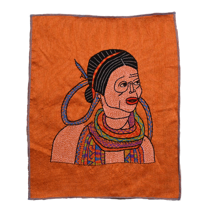 Indha Santhal Tribal Woman Hand Embroidery Panel – Folk Art on Dupion Silk | DIY | Home Decor | Gift-Ready