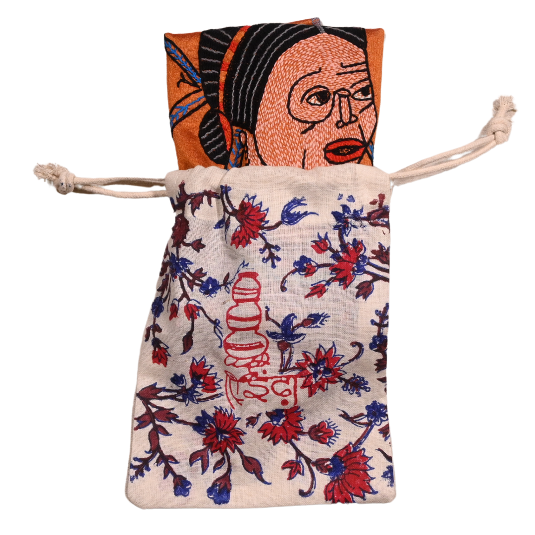 Indha Santhal Tribal Woman Hand Embroidery Panel – Folk Art on Dupion Silk | DIY | Home Decor | Gift-Ready