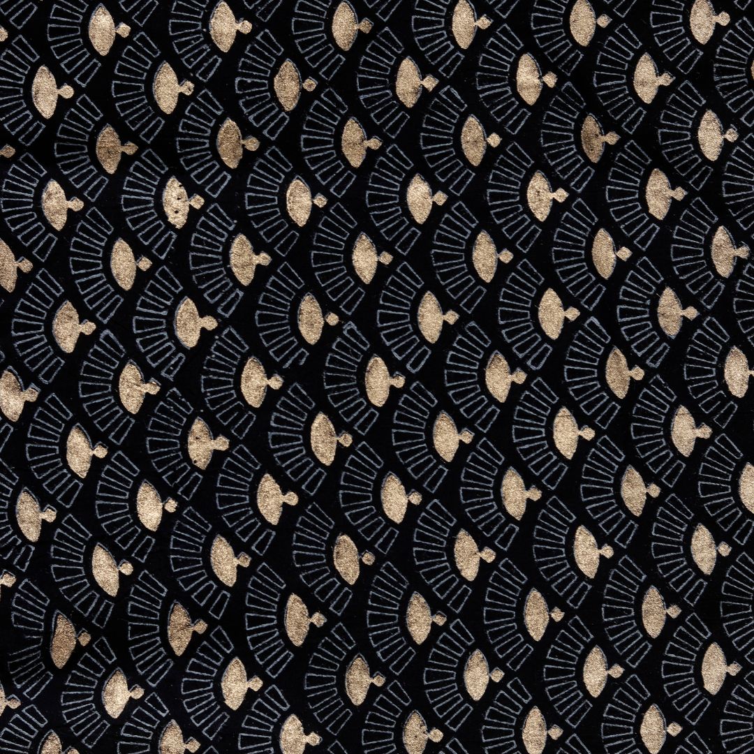 INDHA Japanese Hand Fan Block Printed Cotton Fabric