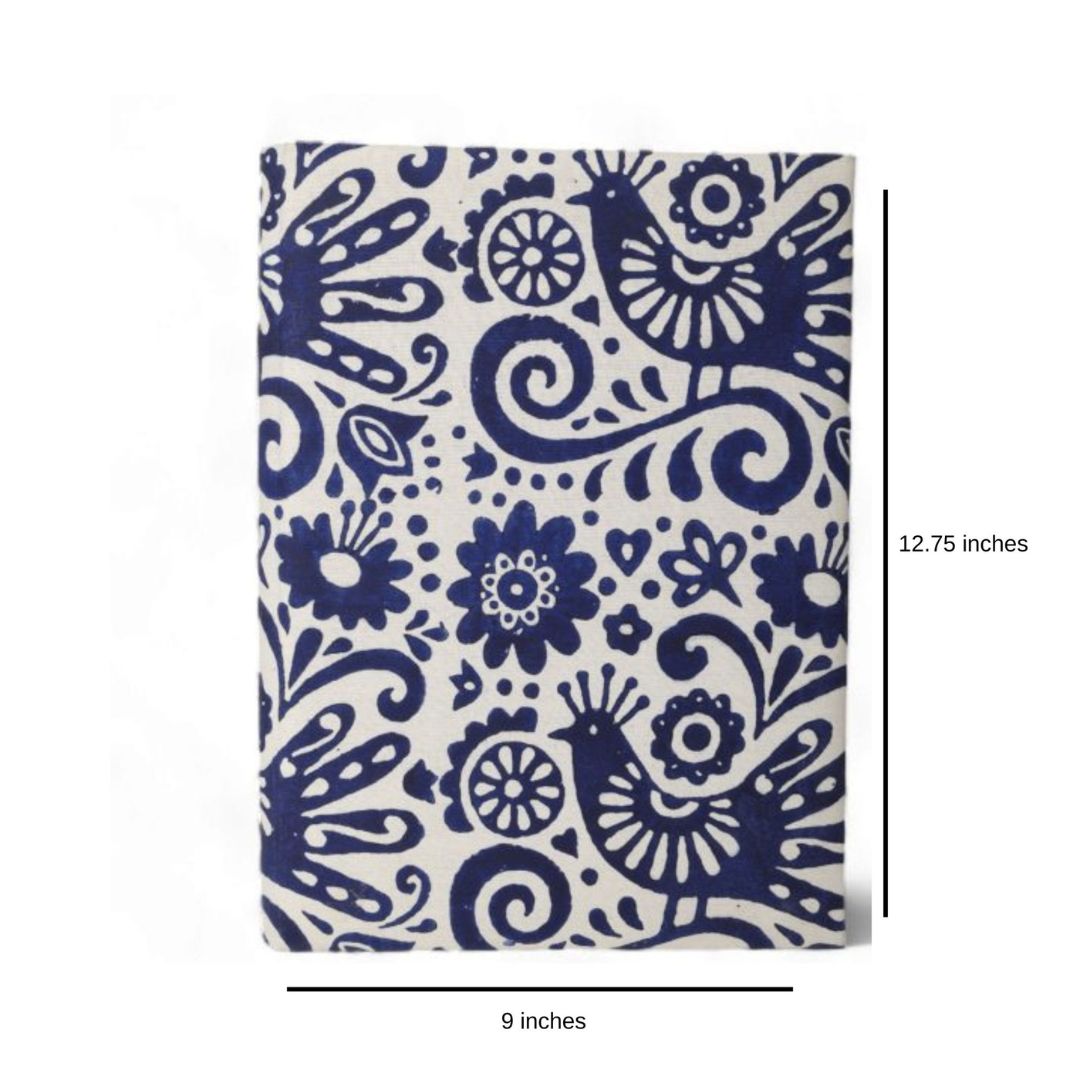 Indha Abstract Block-print File Folder | Handcraft Document Folder | Dusk Blue and Ivory File Folder| Block Printed  Ethnic Abstract Design | Cotton File Folder | Sustainable Office Supplies