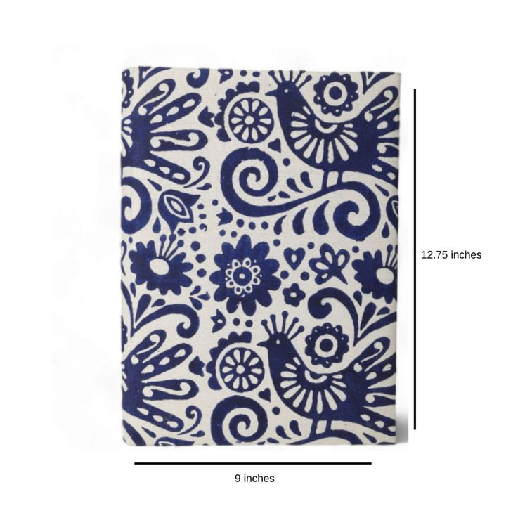Indha Abstract Block-print File Folder | Handcraft Document Folder | Dusk Blue and Ivory File Folder| Block Printed  Ethnic Abstract Design | Cotton File Folder | Sustainable Office Supplies