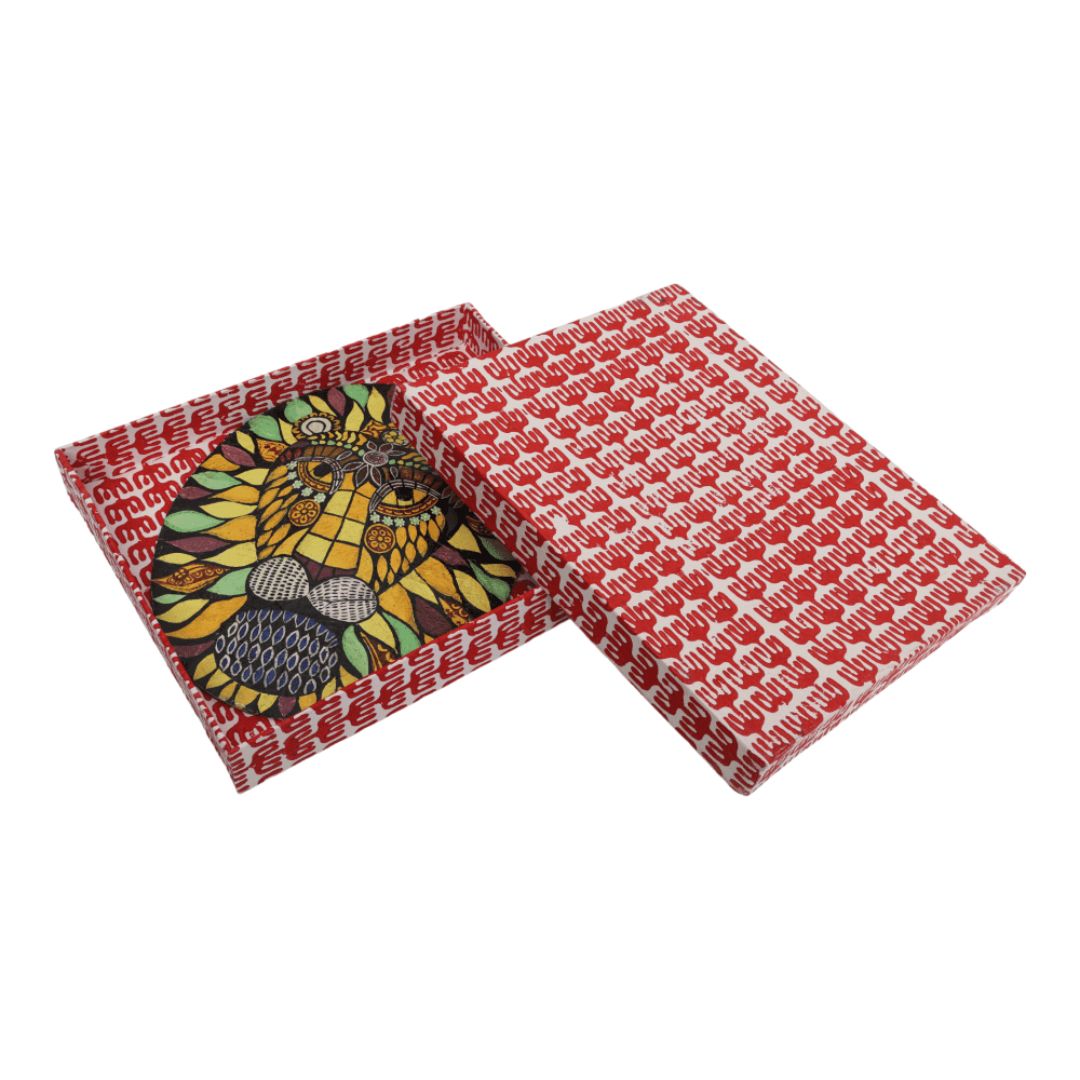 Indha's Hand-Painted Lion's Face Wall Art | Wooden Painted Lion Face Wall artwork | Sustainable wall hanging art| Wall art for living room| Wooden painted wall art|