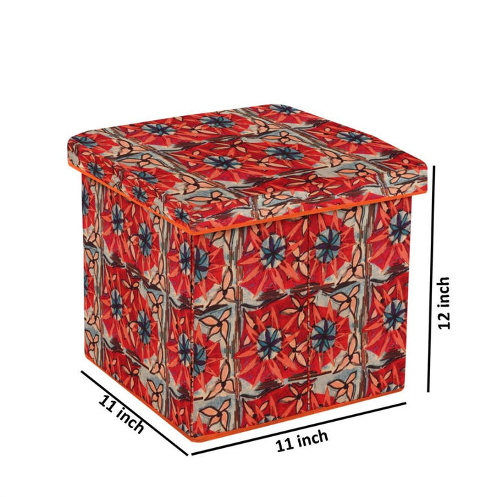 Orange Foldable Storage box cum stool for Living Room/Office/Sitting Storage Stool