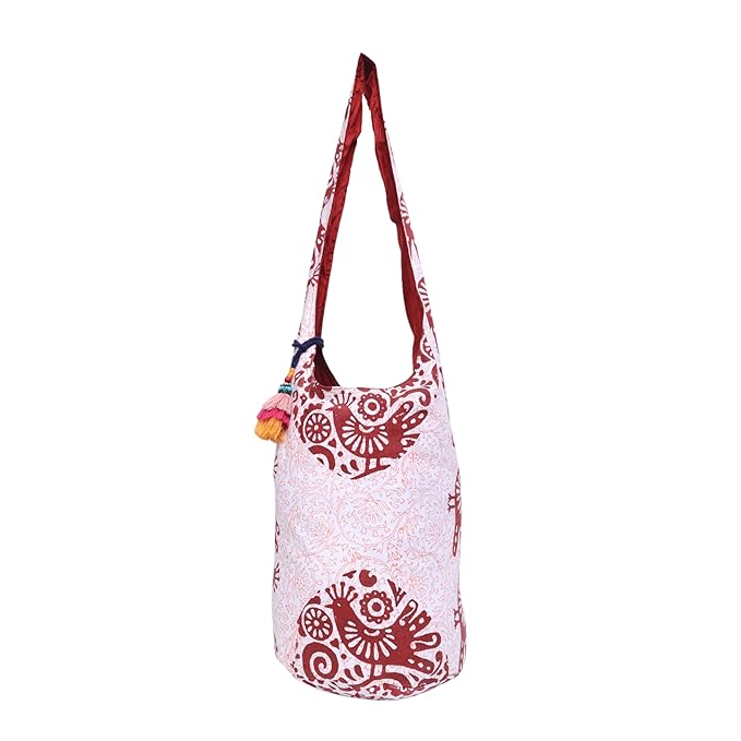 Indha Hand Block Printed Cotton Jhola Bag for Girls | Stylish, Eco-Friendly Tote with Unique Patterns | Eco-Friendly Cotton Bag Ideal for Daily Use and Casual Outings