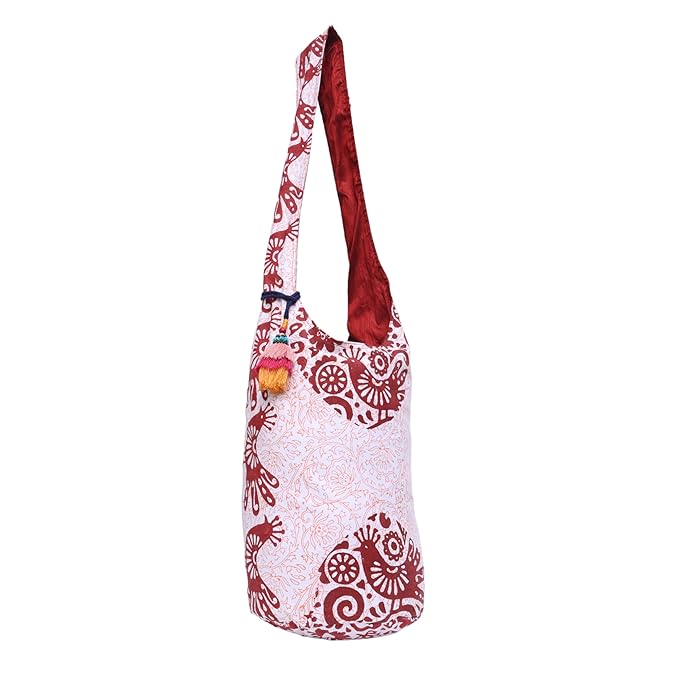 Indha Hand Block Printed Cotton Jhola Bag for Girls | Stylish, Eco-Friendly Tote with Unique Patterns | Eco-Friendly Cotton Bag Ideal for Daily Use and Casual Outings