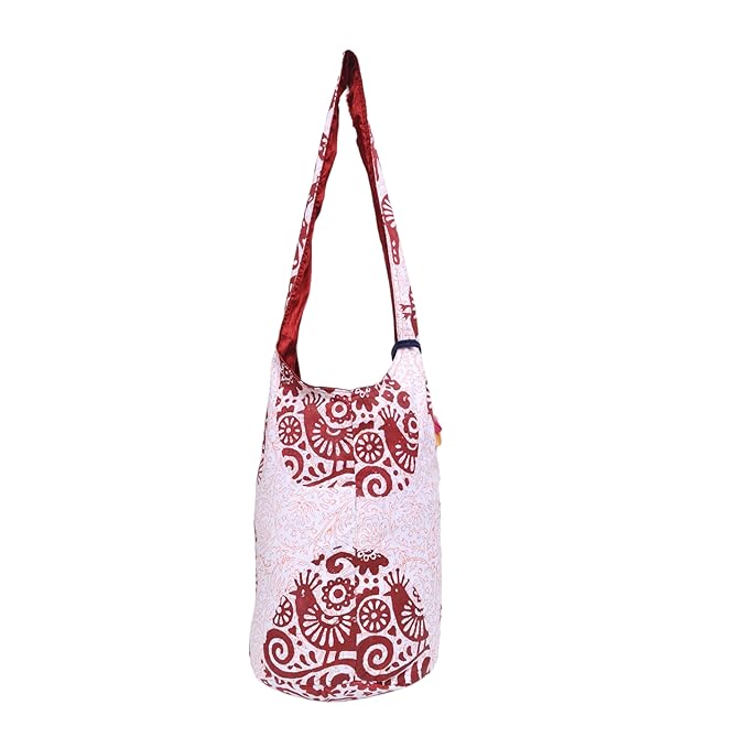 Indha Hand Block Printed Cotton Jhola Bag for Girls | Stylish, Eco-Friendly Tote with Unique Patterns | Eco-Friendly Cotton Bag Ideal for Daily Use and Casual Outings