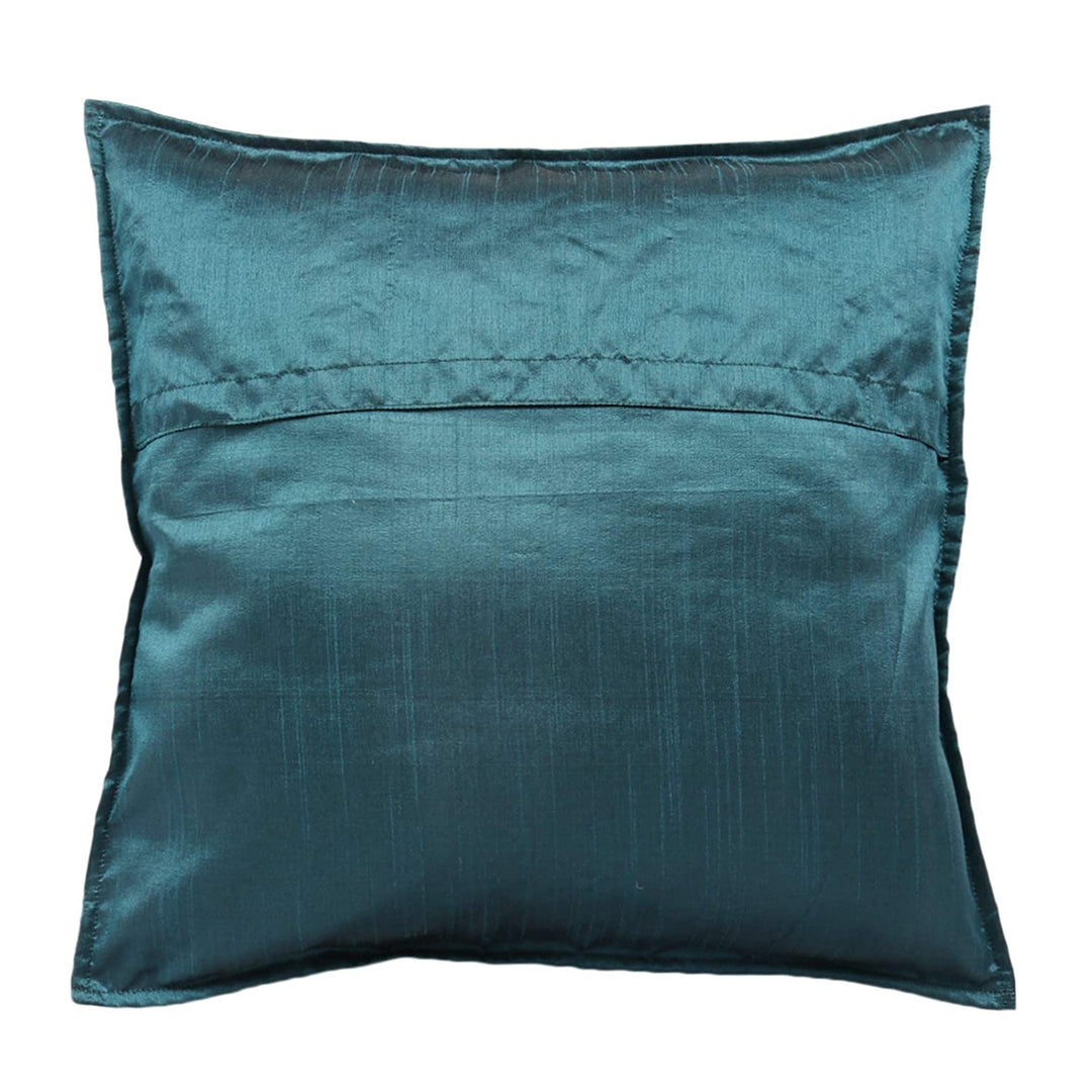 INDHA Cushion Cover Set with Block-printed Mridang Motifs and Leaf embroidery | Orange Colour Cotton Cushion Covers | 16.0X16.0 Inches | Block Printed Cushion Cover | Set of 2