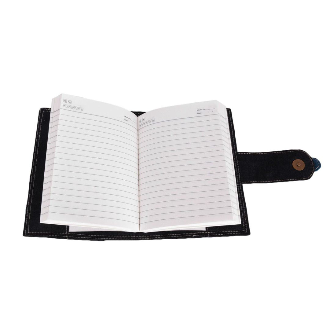 Indha Handcrafted Sustainable Denim Diary  | Denim Cover Diary | Corporate Gifting | Recycled Paper Diary | Rulled Line | 120 Pages Diary | Paper Diary