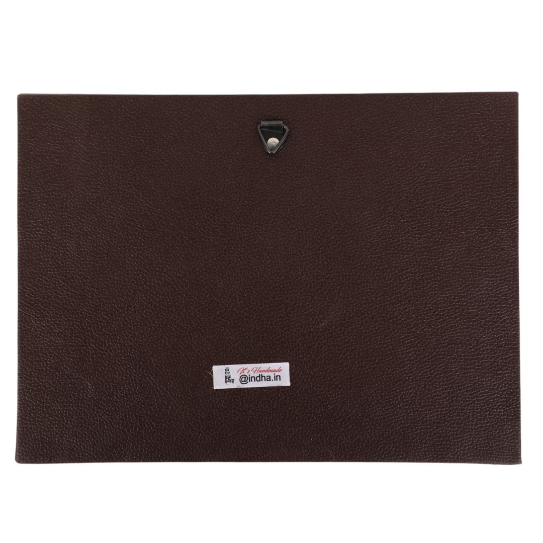 Indha Hand-Painted Buddha Wall Art | Meditating Under Tree | Upcycled Tablet with Reclaimed Wood Frame &amp; Vegan Leather Back | Eco-Friendly Spiritual Decor