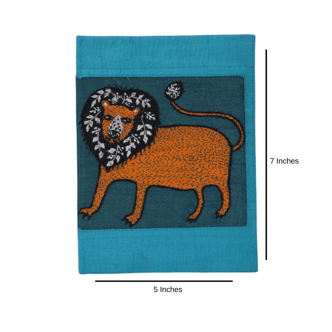 INDHA Handcrafted Recycle Paper diary | Eco Friendly Diary | Gifting | Corporate Gifting| Handmade Diary | Ethnic Art hand Embroidered Diary|Blue- Pink Silk Fabric| Sustainable Gift