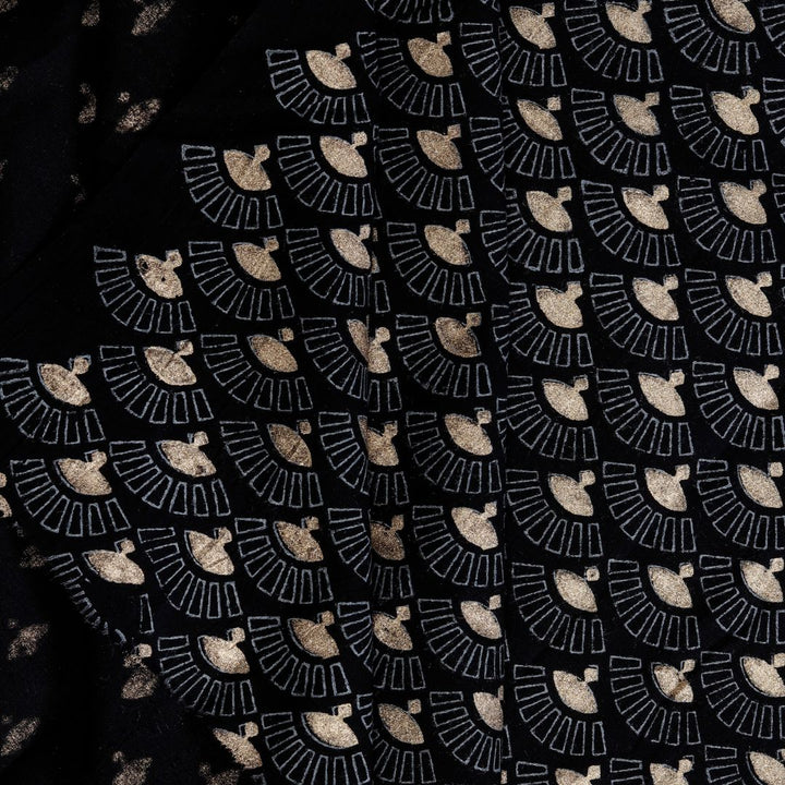 INDHA Japanese Hand Fan Block Printed Cotton Fabric