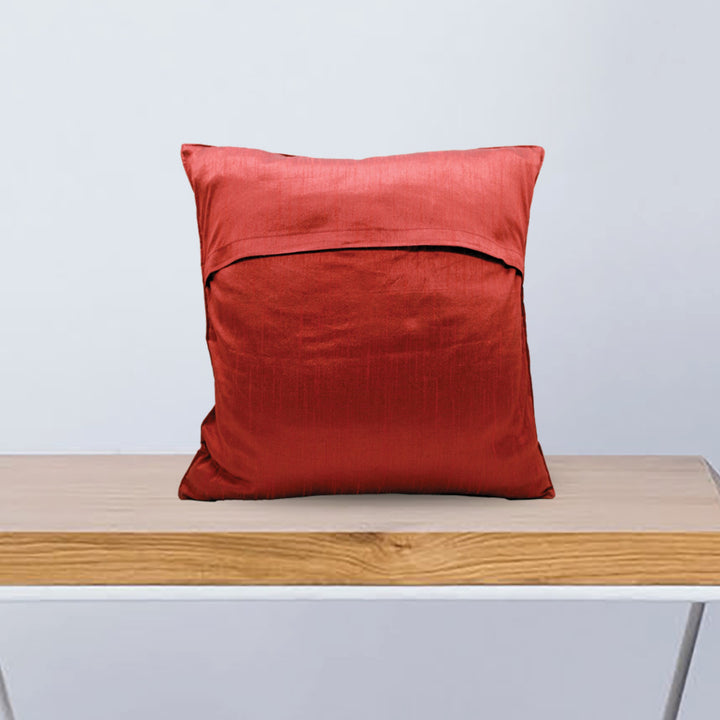 Indha Hand-Embroidered Ancient Indian Motif Cushion Covers - Set of 2 | Dupion Silk, 16x16 Inches, Spartan Motif