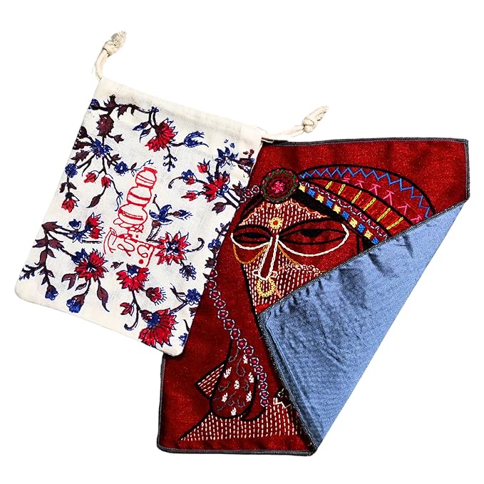 Decorated Royal Elephant Head Hand Embroidery Panel – Festive Motif on Dupion Silk | Cultural Decor | Gift &amp; DIY