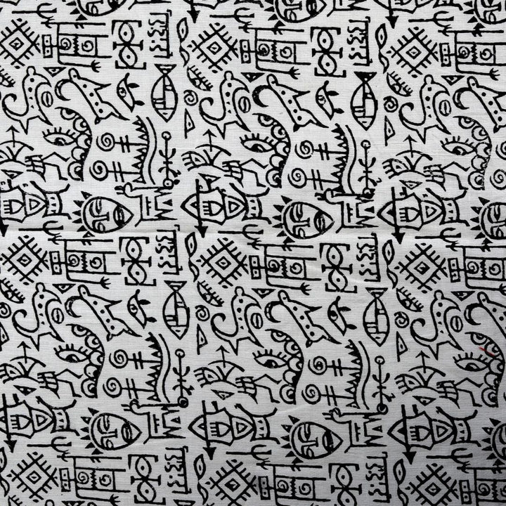 INDHA Tribal Art Block Printed Cotton Fabric
